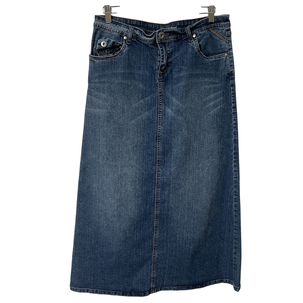 Suko Jeans Womens Blue Denim Maxi Skirt Size 13/14 Medium Wash A-Line 02353615MA
